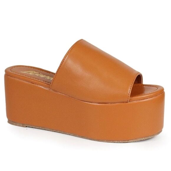BRAND NEW LILIANA BUDZA-5 CLASSIC NEOPRONE OPEN TOE PLATFORM SANDAL HONEY - Picture 1 of 16